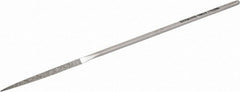 Strauss - 5-1/2" OAL Fine Three Square Needle Diamond File - 1/8" Wide x 1/8" Thick, 1-5/8 LOC, 91 Grit - Exact Tooling