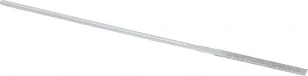 Strauss - 5-1/2" OAL Medium Equalling Needle Diamond File - 5/32" Wide x 3/32" Thick, 1-5/8 LOC, 126 Grit - Exact Tooling