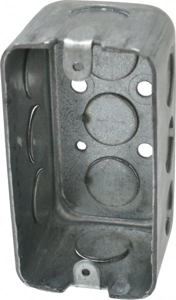 Cooper Crouse-Hinds - 1 Gang, (11) 1/2" Knockouts, Steel Rectangle Wall Box - 4" Overall Height x 2-1/8" Overall Width x 2-1/8" Overall Depth - Exact Tooling