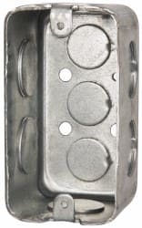 Cooper Crouse-Hinds - 1 Gang, (9) 1/2 & 3/4" Knockouts, Steel Rectangle Wall Box - 4" Overall Height x 2-1/8" Overall Width x 2-1/8" Overall Depth - Exact Tooling