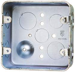 Cooper Crouse-Hinds - 1 Gang, (17) 1/2 & 3/4" Knockouts, Steel Square Wall Box - 4" Overall Height x 4" Overall Width x 2-1/8" Overall Depth - Exact Tooling