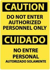 NMC - "Caution - Do Not Enter - Authorized Personnel Only", 14" Long x 10" Wide, Rigid Plastic Safety Sign - Rectangle, 0.05" Thick, Use for Security & Admittance - Exact Tooling