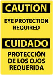 NMC - "Caution - Eye Protection Required", 14" Long x 10" Wide, Aluminum Safety Sign - Rectangle, 0.04" Thick, Use for Accident Prevention - Exact Tooling