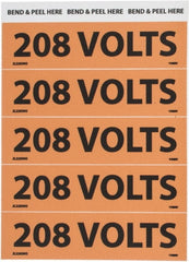 NMC - Electrical Markers Label - Legend: 208 Volts, English, Black & Orange, 4-1/2" Long x 1-1/8" High, Sign Muscle Finish - Exact Tooling