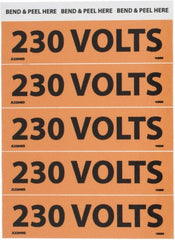 NMC - Electrical Markers Label - Legend: 230 Volts, English, Black & Orange, 4-1/2" Long x 1-1/8" High, Sign Muscle Finish - Exact Tooling