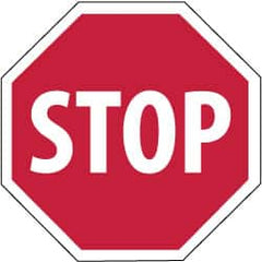 NMC - "Stop", 12" Wide x 12" High, Plastic Stop & Yield Signs - 0.05" Thick, White on Red, Octagon, Wall Mount - Exact Tooling