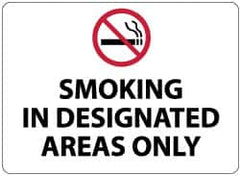 NMC - "Smoking in Designated Areas Only", 14" Long x 20" Wide, Rigid Plastic Safety Sign - Rectangle, 0.05" Thick, Use for Smoking Regulations - Exact Tooling