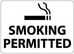 NMC - "Smoking Permitted", 10" Long x 14" Wide, Aluminum Safety Sign - Rectangle, 0.04" Thick, Use for Smoking Regulations - Exact Tooling