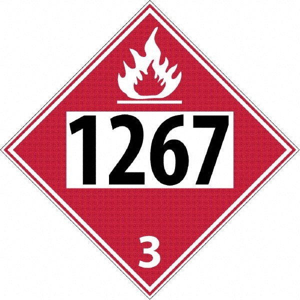 NMC - DOT - Shipping & Vehicle - 1267, 10-3/4" Wide x 10-3/4" High, Rigid Plastic Placard - Black & Yellow on White, UV Resistant, Chemical Resistant, Graffiti Proof - Exact Tooling