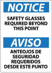 NMC - "Notice - Safety Glasses Required Beyond This Point", 14" Long x 10" Wide, Aluminum Safety Sign - Rectangle, 0.04" Thick, Use for Accident Prevention - Exact Tooling