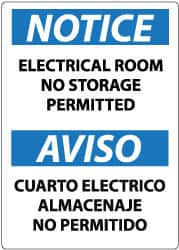 NMC - "Notice - Electrical Room - No Storage Permitted", 14" Long x 10" Wide, Pressure-Sensitive Vinyl Safety Sign - Rectangle, 0.004" Thick, Use for Accident Prevention - Exact Tooling