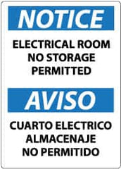 NMC - "Notice - Electrical Room - No Storage Permitted", 14" Long x 10" Wide, Aluminum Safety Sign - Rectangle, 0.04" Thick, Use for Accident Prevention - Exact Tooling