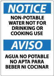 NMC - "Notice - Non-Potable Water - Not for Drinking or Cooking Use", 14" Long x 10" Wide, Aluminum Safety Sign - Rectangle, 0.04" Thick, Use for Hazardous Materials - Exact Tooling
