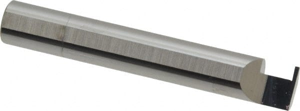 Accupro - 0.04" Groove Width, 3/8" Min Hole Diam, 1/4" Max Hole Depth, Retaining Ring Grooving Tool - 0.11" Projection, 2-1/4" Shank Length, 2-1/2" OAL, Solid Carbide, Bright Finish - Exact Tooling