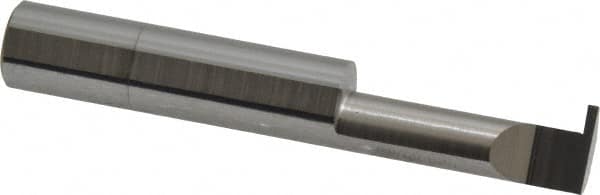 Accupro - 0.047" Groove Width, 3/8" Min Hole Diam, 1" Max Hole Depth, Retaining Ring Grooving Tool - 0.11" Projection, 1-1/5" Shank Length, 2-1/2" OAL, Solid Carbide, Bright Finish - Exact Tooling