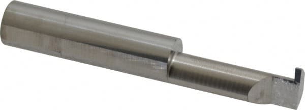 Accupro - 0.056" Groove Width, 3/8" Min Hole Diam, 1" Max Hole Depth, Retaining Ring Grooving Tool - 0.11" Projection, 1-1/5" Shank Length, 2-1/2" OAL, Solid Carbide, Bright Finish - Exact Tooling