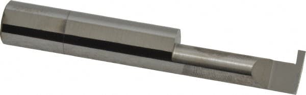 Accupro - 0.063" Groove Width, 3/8" Min Hole Diam, 1" Max Hole Depth, Retaining Ring Grooving Tool - 0.11" Projection, 1-1/5" Shank Length, 2-1/2" OAL, Solid Carbide, Bright Finish - Exact Tooling