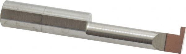 Accupro - 0.07" Groove Width, 3/8" Min Hole Diam, 1-1/4" Max Hole Depth, Retaining Ring Grooving Tool - 0.11" Projection, 1-1/4" Shank Length, 2-1/2" OAL, Solid Carbide, Bright Finish - Exact Tooling