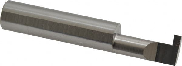 Accupro - 0.126" Groove Width, 1/2" Min Hole Diam, 1" Max Hole Depth, Retaining Ring Grooving Tool - 0.16" Projection, 1-3/4" Shank Length, 3" OAL, Solid Carbide, Bright Finish - Exact Tooling