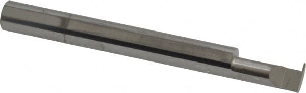 Accupro - 0.0175" Groove Width, 1/4" Min Hole Diam, 1/2" Max Hole Depth, Full Radius Grooving Tool - 0.06" Projection, 2" Shank Length, 2-1/2" OAL, 0.0088" Radius, Solid Carbide, Bright Finish - Exact Tooling