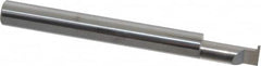 Accupro - 0.0255" Groove Width, 1/4" Min Hole Diam, 1/2" Max Hole Depth, Full Radius Grooving Tool - 0.06" Projection, 2" Shank Length, 2-1/2" OAL, 0.0128" Radius, Solid Carbide, Bright Finish - Exact Tooling