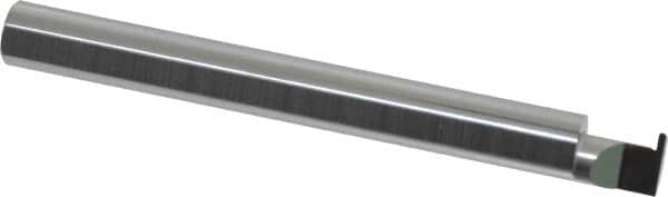 Accupro - 0.0305" Groove Width, 1/4" Min Hole Diam, 1/4" Max Hole Depth, Full Radius Grooving Tool - 0.06" Projection, 2-1/4" Shank Length, 2-1/2" OAL, 0.0153" Radius, Solid Carbide, Bright Finish - Exact Tooling