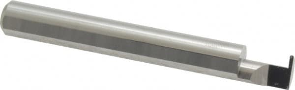 Accupro - 0.0335" Groove Width, 0.312" Min Hole Diam, 3/8" Max Hole Depth, Full Radius Grooving Tool - 0.11" Projection, 2-1/8" Shank Length, 2-1/2" OAL, 0.0168" Radius, Solid Carbide, Bright Finish - Exact Tooling