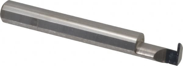 Accupro - 0.0385" Groove Width, 0.312" Min Hole Diam, 1/2" Max Hole Depth, Full Radius Grooving Tool - 0.11" Projection, 2" Shank Length, 2-1/2" OAL, 0.0193" Radius, Solid Carbide, Bright Finish - Exact Tooling
