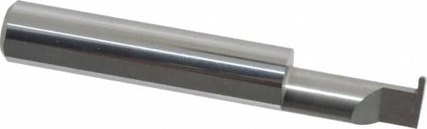 Accupro - 0.04" Groove Width, 3/8" Min Hole Diam, 3/4" Max Hole Depth, Full Radius Grooving Tool - 0.11" Projection, 1-3/4" Shank Length, 2-1/2" OAL, 0.02" Radius, Solid Carbide, Bright Finish - Exact Tooling