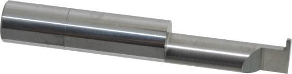 Accupro - 0.04" Groove Width, 3/8" Min Hole Diam, 1" Max Hole Depth, Full Radius Grooving Tool - 0.11" Projection, 1-1/5" Shank Length, 2-1/2" OAL, 0.02" Radius, Solid Carbide, Bright Finish - Exact Tooling