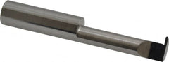 Accupro - 0.04" Groove Width, 3/8" Min Hole Diam, 1-1/4" Max Hole Depth, Full Radius Grooving Tool - 0.11" Projection, 1-1/4" Shank Length, 2-1/2" OAL, 0.02" Radius, Solid Carbide, Bright Finish - Exact Tooling