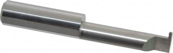 Accupro - 0.047" Groove Width, 3/8" Min Hole Diam, 1-1/4" Max Hole Depth, Full Radius Grooving Tool - 0.11" Projection, 1-1/4" Shank Length, 2-1/2" OAL, 0.0235" Radius, Solid Carbide, Bright Finish - Exact Tooling