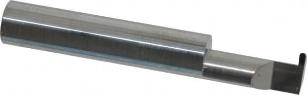 Accupro - 0.056" Groove Width, 3/8" Min Hole Diam, 3/4" Max Hole Depth, Full Radius Grooving Tool - 0.11" Projection, 1-3/4" Shank Length, 2-1/2" OAL, 0.028" Radius, Solid Carbide, Bright Finish - Exact Tooling