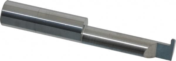 Accupro - 0.056" Groove Width, 3/8" Min Hole Diam, 1-1/4" Max Hole Depth, Full Radius Grooving Tool - 0.11" Projection, 1-1/4" Shank Length, 2-1/2" OAL, 0.028" Radius, Solid Carbide, Bright Finish - Exact Tooling