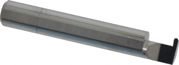 Accupro - 0.063" Groove Width, 3/8" Min Hole Diam, 3/8" Max Hole Depth, Full Radius Grooving Tool - 0.11" Projection, 2-1/8" Shank Length, 2-1/2" OAL, 0.0315" Radius, Solid Carbide, Bright Finish - Exact Tooling