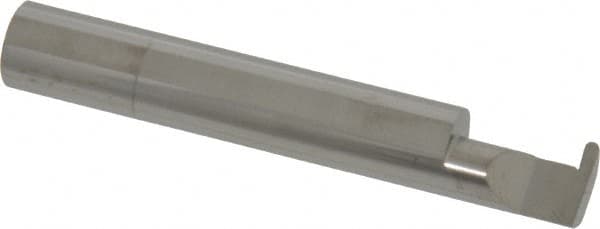 Accupro - 0.063" Groove Width, 3/8" Min Hole Diam, 1/2" Max Hole Depth, Full Radius Grooving Tool - 0.11" Projection, 2" Shank Length, 2-1/2" OAL, 0.0315" Radius, Solid Carbide, Bright Finish - Exact Tooling