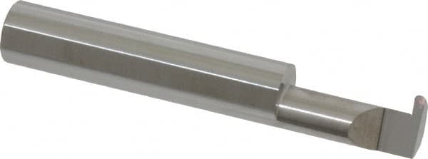 Accupro - 0.063" Groove Width, 3/8" Min Hole Diam, 3/4" Max Hole Depth, Full Radius Grooving Tool - 0.11" Projection, 1-3/4" Shank Length, 2-1/2" OAL, 0.0315" Radius, Solid Carbide, Bright Finish - Exact Tooling