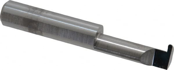 Accupro - 0.063" Groove Width, 3/8" Min Hole Diam, 1" Max Hole Depth, Full Radius Grooving Tool - 0.11" Projection, 1-1/5" Shank Length, 2-1/2" OAL, 0.0315" Radius, Solid Carbide, Bright Finish - Exact Tooling