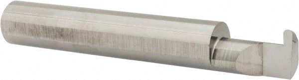 Accupro - 0.07" Groove Width, 3/8" Min Hole Diam, 1/2" Max Hole Depth, Full Radius Grooving Tool - 0.11" Projection, 2" Shank Length, 2-1/2" OAL, 0.035" Radius, Solid Carbide, Bright Finish - Exact Tooling