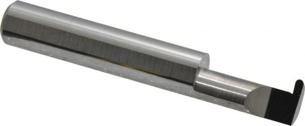 Accupro - 0.07" Groove Width, 3/8" Min Hole Diam, 3/4" Max Hole Depth, Full Radius Grooving Tool - 0.11" Projection, 1-3/4" Shank Length, 2-1/2" OAL, 0.035" Radius, Solid Carbide, Bright Finish - Exact Tooling