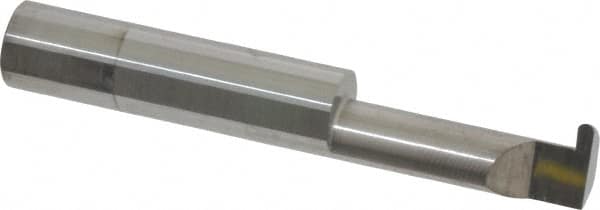 Accupro - 0.07" Groove Width, 3/8" Min Hole Diam, 1" Max Hole Depth, Full Radius Grooving Tool - 0.11" Projection, 1-1/5" Shank Length, 2-1/2" OAL, 0.035" Radius, Solid Carbide, Bright Finish - Exact Tooling