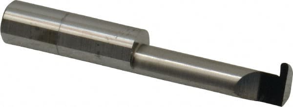 Accupro - 0.07" Groove Width, 3/8" Min Hole Diam, 1-1/4" Max Hole Depth, Full Radius Grooving Tool - 0.11" Projection, 1-1/4" Shank Length, 2-1/2" OAL, 0.035" Radius, Solid Carbide, Bright Finish - Exact Tooling