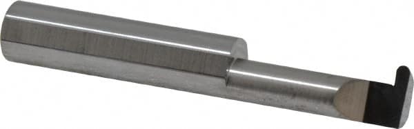 Accupro - 0.088" Groove Width, 3/8" Min Hole Diam, 1" Max Hole Depth, Full Radius Grooving Tool - 0.11" Projection, 1-1/5" Shank Length, 2-1/2" OAL, 0.044" Radius, Solid Carbide, Bright Finish - Exact Tooling