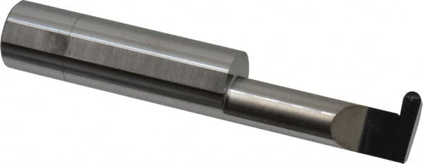 Accupro - 0.126" Groove Width, 1/2" Min Hole Diam, 1-1/4" Max Hole Depth, Full Radius Grooving Tool - 0.16" Projection, 2" Shank Length, 3" OAL, 0.063" Radius, Solid Carbide, Bright Finish - Exact Tooling