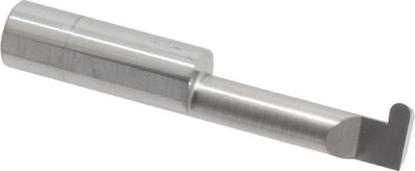 Accupro - 0.157" Groove Width, 1/2" Min Hole Diam, 1-1/2" Max Hole Depth, Full Radius Grooving Tool - 0.16" Projection, 1-1/2" Shank Length, 3" OAL, 0.0785" Radius, Solid Carbide, Bright Finish - Exact Tooling