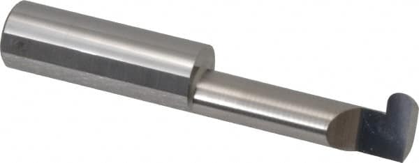 Accupro - 0.188" Groove Width, 1/2" Min Hole Diam, 1-1/2" Max Hole Depth, Full Radius Grooving Tool - 0.16" Projection, 1-1/2" Shank Length, 3" OAL, 0.094" Radius, Solid Carbide, Bright Finish - Exact Tooling