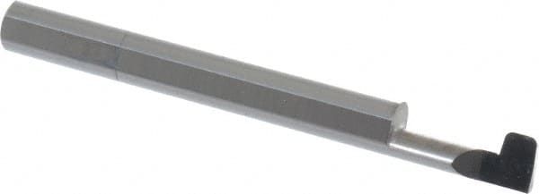 Accupro - 0.142" Groove Width, 1/4" Min Hole Diam, 9/16" Max Hole Depth, O-Ring Grooving Tool - 0.11" Projection, 1-15/16" Shank Length, 2-1/2" OAL, 0.04" Radius, Solid Carbide, Bright Finish - Exact Tooling
