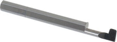Accupro - 0.142" Groove Width, 1/4" Min Hole Diam, 9/16" Max Hole Depth, O-Ring Grooving Tool - 0.11" Projection, 1-15/16" Shank Length, 2-1/2" OAL, 0.04" Radius, Solid Carbide, Bright Finish - Exact Tooling
