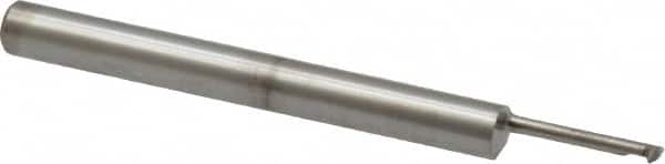 Accupro - 0.3" Cutting Depth, 40 to 80 TPI, 0.06" Diam, Internal Thread, Solid Carbide, Single Point Threading Tool - Bright Finish, 1-1/2" OAL, 1/8" Shank Diam, 0.02" Projection from Edge, 60° Profile Angle - Exact Tooling