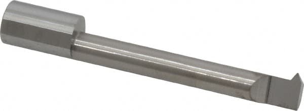 Accupro - 1.8" Cutting Depth, 10 to 32 TPI, 0.32" Diam, Internal Thread, Solid Carbide, Single Point Threading Tool - Bright Finish, 2-1/2" OAL, 3/8" Shank Diam, 0.075" Projection from Edge, 60° Profile Angle - Exact Tooling
